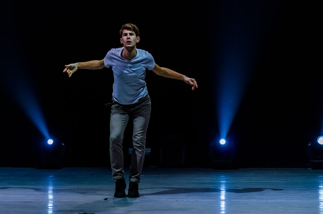 young actor auditioning on stage